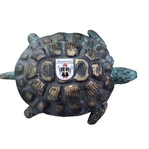 Vtg. Munich Brass Souvenir Turtle Ashtray Figurine